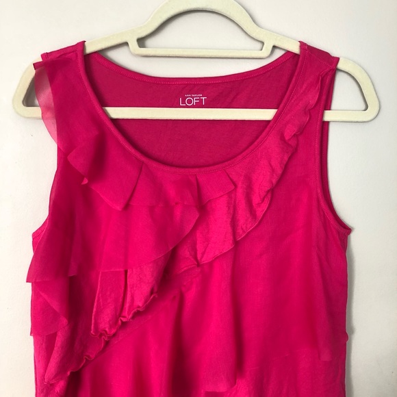 Ann Taylor LOFT Pink Layered Ruffle Top - Picture 5 of 8